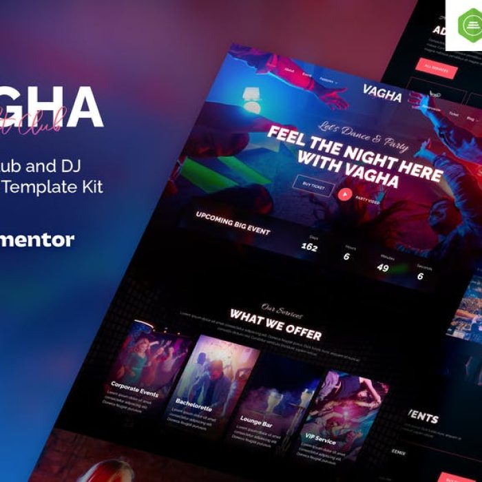 Vagha – Night Club _ DJ Elementor Template Kit